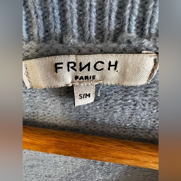 FRNCH Blue & White Open Front Lahlia Cardigan Size M Knitting long sleeves - Picture 16 of 16